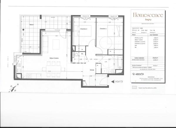 Appartement 3 pièces - 74 m²