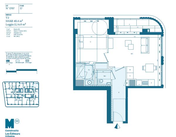 Appartement Marseille 2 pièce(s) - M99