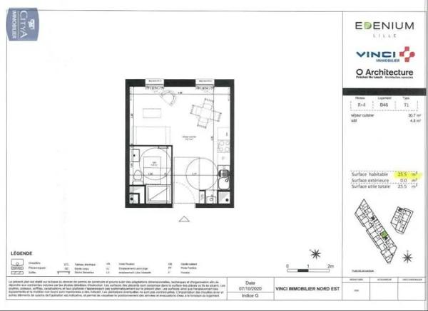 Appartement à louer 1 pièce 25.5m² Lille (59000)