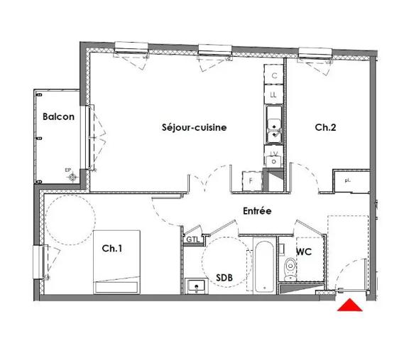 Appartement à louer 3 pièces 60.77m² Le Havre (76600)
