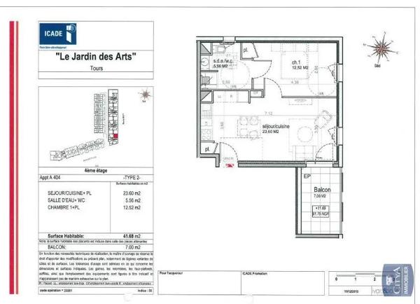 Appartement à louer 2 pièces 41.68m² Tours (37000)