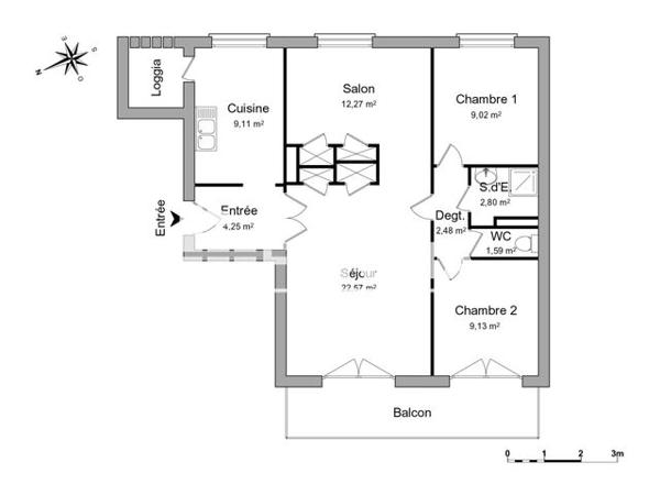 Location Appartement 4 pièces 70 m² - 1 - 3 AVENUE MARIUS MOUTET Valence 26000