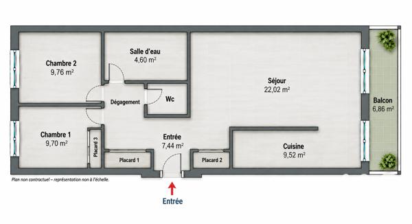 Appartement à vendre 3 pièces 66,51 m² Montmagny