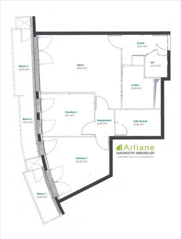 Appartement à vendre 3 pièces 62 m² Asnières-sur-Seine