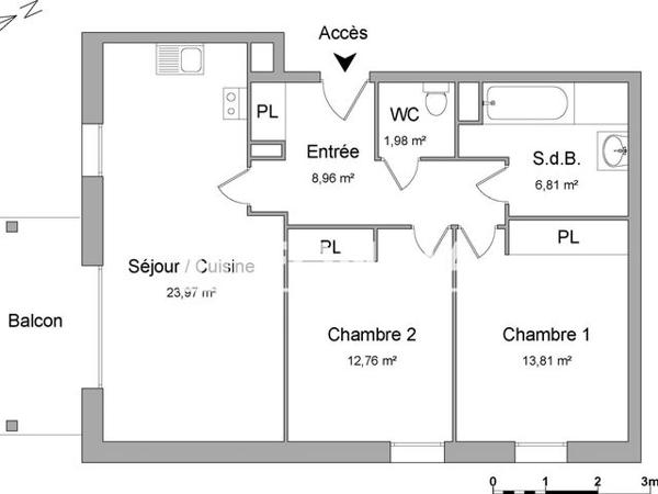 Location Appartement 3 pièces 68.29 m² - 60 CHEMIN DE LA GABELLE Viry 74580
