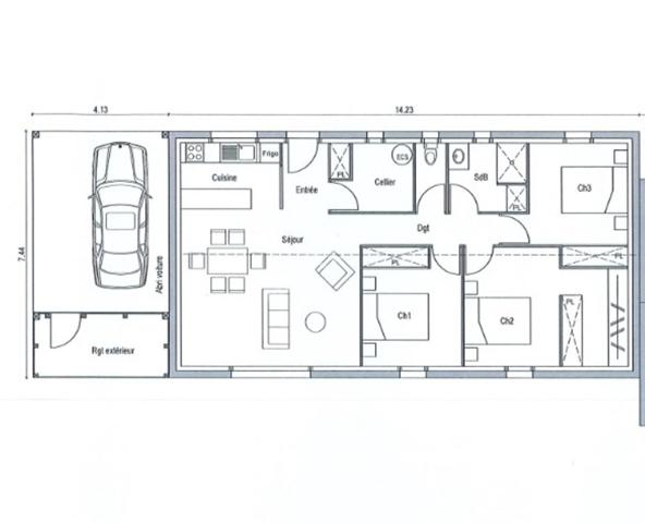 Maison neuve à louer à Nérac - 4 pièces, 3 chambres, jardin état impeccable !