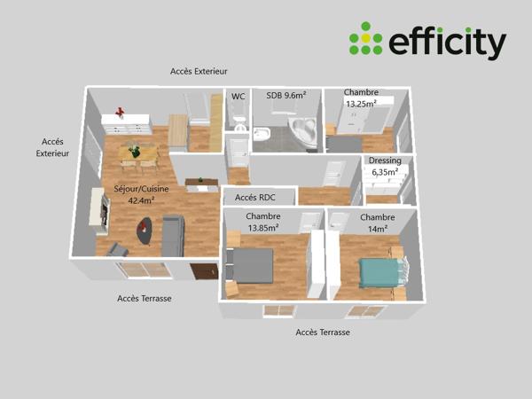 Maison 6 pièces - 168 m² Exclusivité efficity