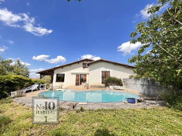 Mauvezin (32120) Maison Familiale 188m²- 4 chambres- Jardin avec Vue Pyrénées et Piscine