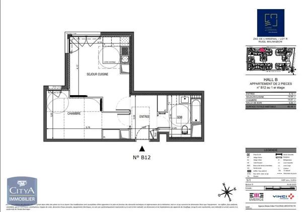 Appartement à louer 2 pièces 46.44m²