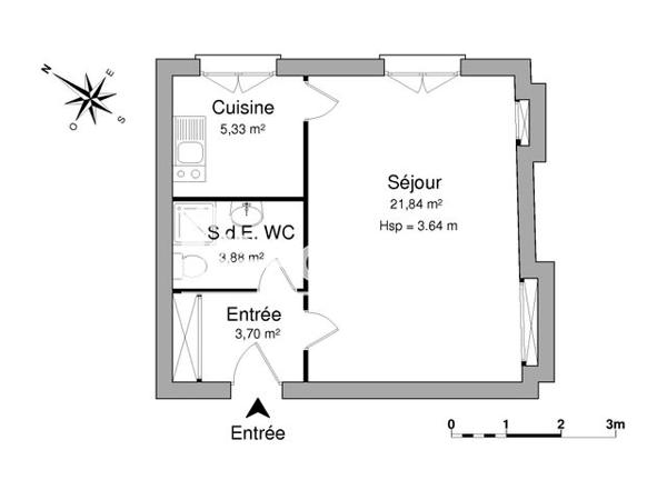 Location Studio 34.75 m² - 1 RUE DE GIRONE Montpellier 34000