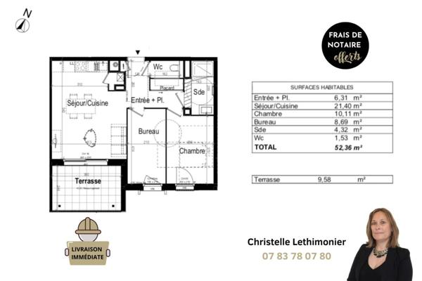 2 Pièces ·  52,36 m² · Dinard 35800 · Balcon + Parking