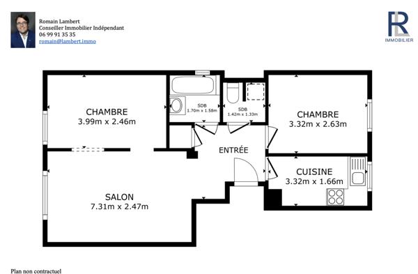 Issy-les-Moulineaux (92130) Bel appartement de trois pièces de 52 m2 avec vues à Issy-les-Moulineaux