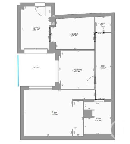 Appartement à vendre  3 pièces - 63,36 m2 PARIS - 75005