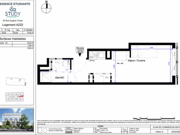 Location Studio meublé 19.38 m² - SO STUDY Orleans 45100