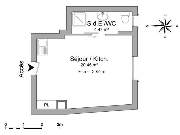 Location Studio 24.9 m² - 40 RUE DES MARCHANDS Avignon 84000