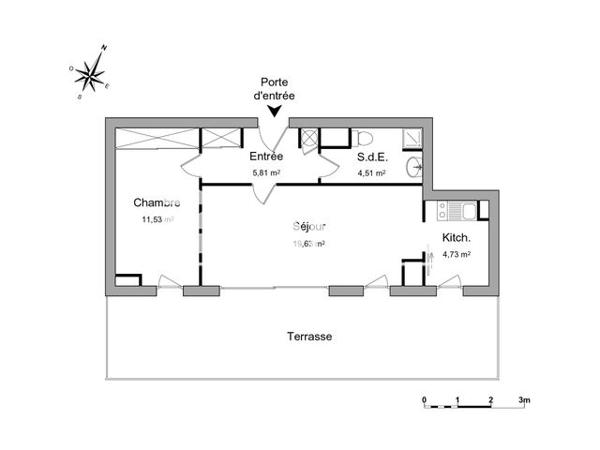 Location Appartement 2 pièces 46.21 m² - P GUILLON, RUE DU MARCHE Poitiers 86000
