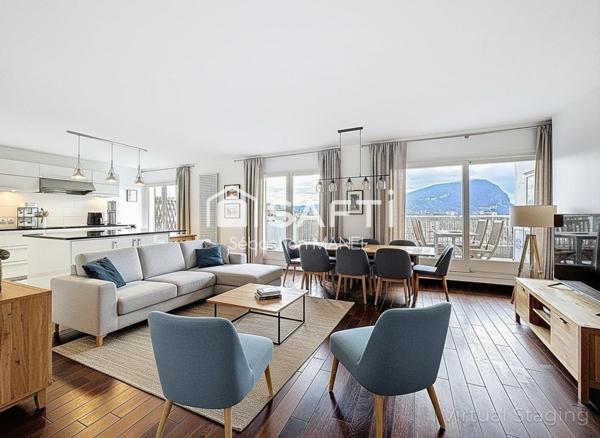 Attique lumineux, terrasse, vue Salève