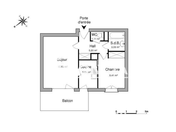 Location Appartement 2 pièces 41.5 m² - 19 RUE DU SANATORIUM Pfastatt 68120