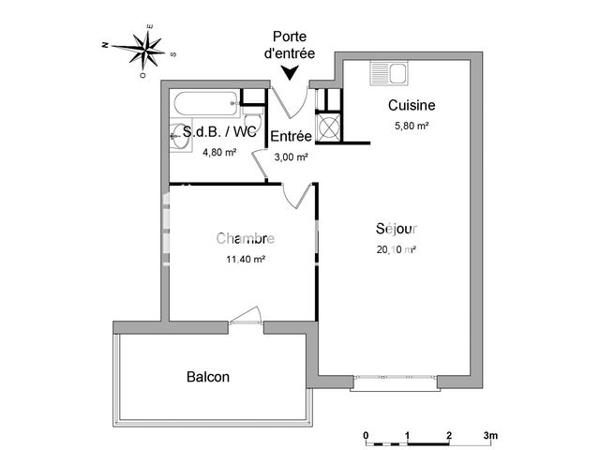 Location Appartement 2 pièces 45.1 m² - LIEU DIT ROYE Seilh 31840