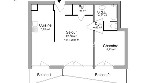 Location Appartement 2 pièces 45.18 m² - Plaisir 78370