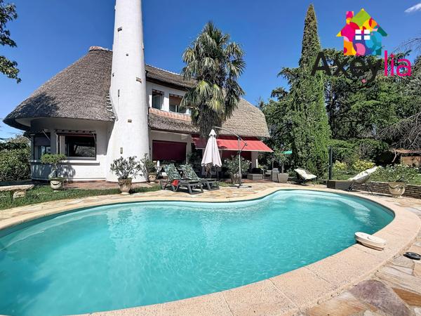 A VENDRE - COMMELLE-VERNAY - MAISON À TOIT DE CHAUME ET SEMI-ENTERRÉE AVEC QUATRE CHAMBRES, TERRAIN ET PISCINE