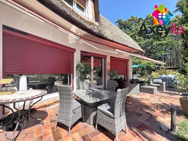 A VENDRE - COMMELLE-VERNAY - MAISON À TOIT DE CHAUME ET SEMI-ENTERRÉE AVEC QUATRE CHAMBRES, TERRAIN ET PISCINE