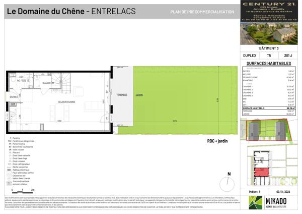 Maison à vendre  5 pièces - 98,28 m 2   ENTRELACS  - 73