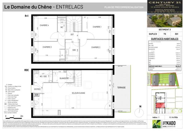 Maison à vendre  5 pièces - 98,28 m 2   ENTRELACS  - 73