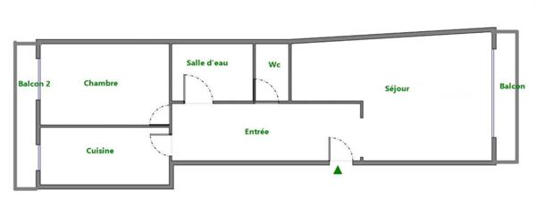 Secteur Jean Moulin -  APPARTEMENT 2 pièces 47 m2