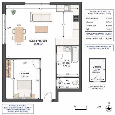 Appartement T2 - Vue montagnes & garage sécurisé