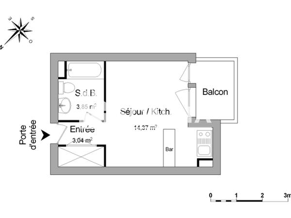 Location Studio 21.26 m² - 30 RUE MONTAURY Nimes 30900