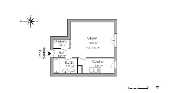 Location Studio 29.29 m² - Les Ulis 91940