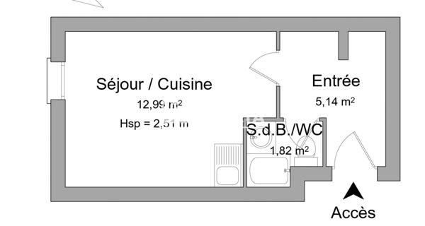 Location Studio 19.95 m² - Cergy 95800