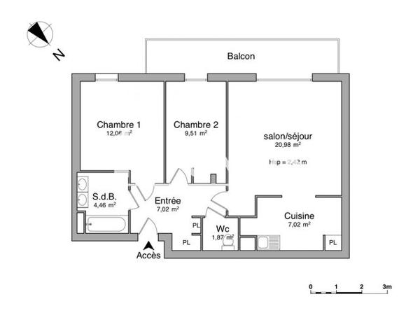 Location Appartement 3 pièces 62.92 m² - 215 RUE DANIEL ABIVEN Brest 29200