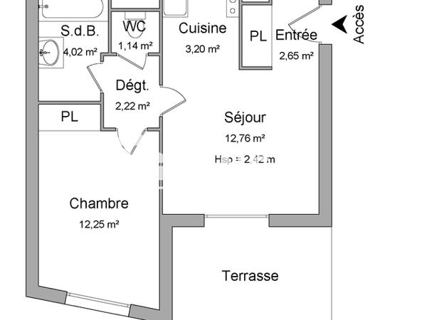 Location Appartement 2 pièces 38.24 m² - 21 RUE EDOUARD HERRIOT Lormont 33310