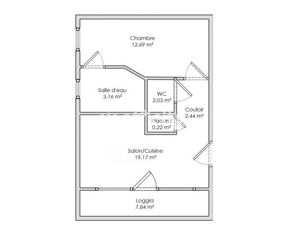 Appartement 2 pièces - 40 m² Exclusivité efficity
