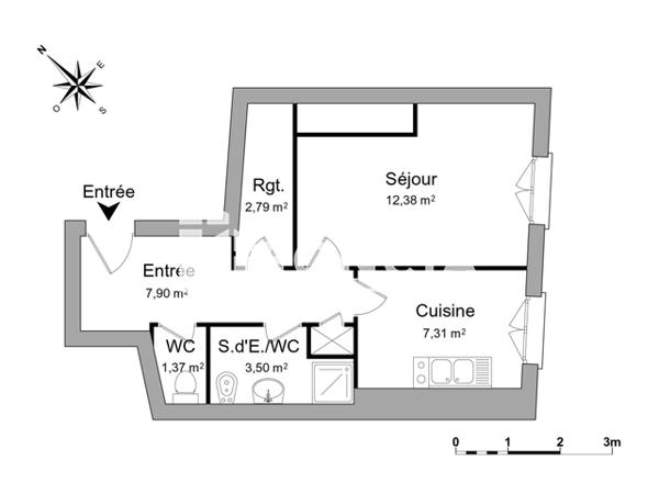 Location Appartement 2 pièces 35.25 m² - 8 RUE GAMBETTA Poitiers 86000