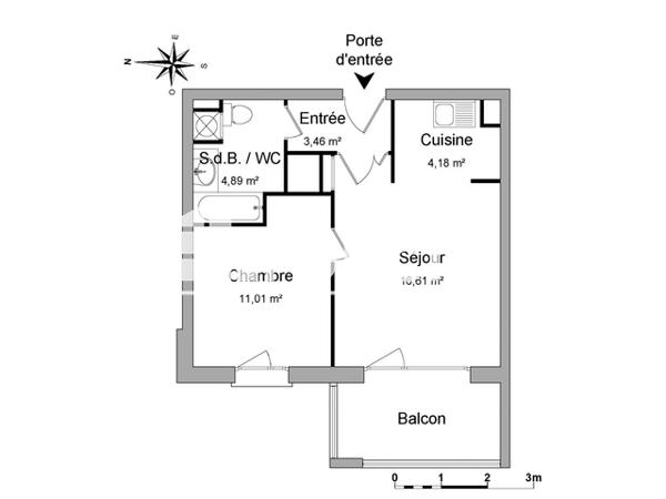 Location Appartement 2 pièces 40.15 m² - 18A RUE DES CHAMPS Eckbolsheim 67201