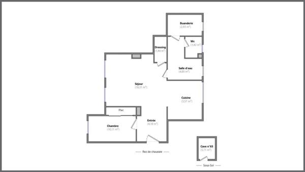 Appartement à LYON 5E ARRONDISSEMENT, 69005 - 2 pièces 48m²