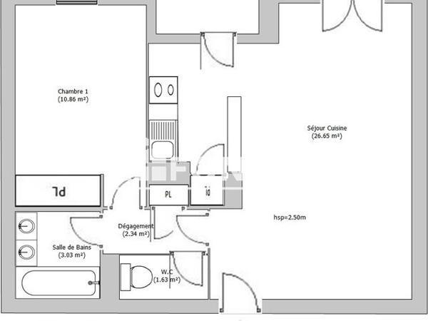 Location Appartement 2 pièces 44.65 m² - 45 RUE DU 24 FEVRIER Carcassonne 11000