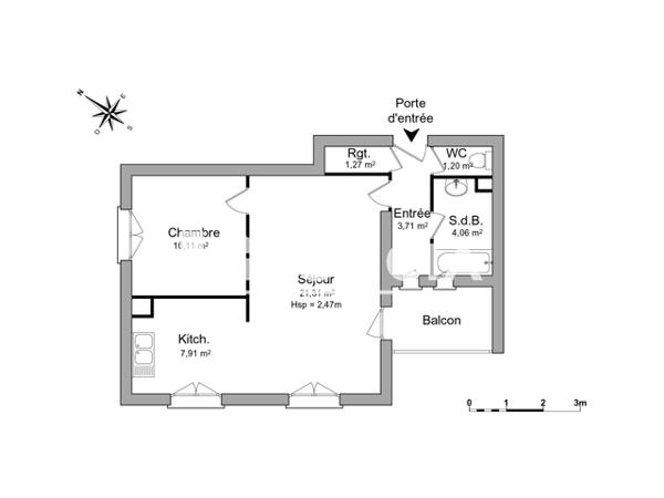 Location Appartement 2 pièces 49.57 m² - LA COTE FLEURIE La Riviere Saint Sauveur 14600
