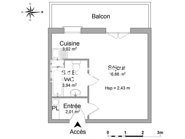Location Studio 25.63 m² - 2A RUE DU SCHNOCKELOCH Strasbourg 67200