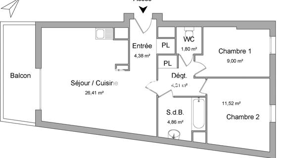 Location Appartement 3 pièces 62.28 m² - Colombes 92700