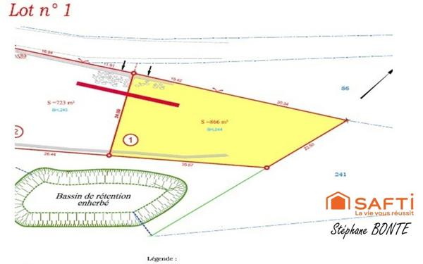 Terrain de 866 m² viabilisée (lot 1) – Le Puy