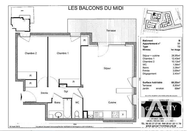 Appartement à vendre 3 pièces 61 m² Castanet-Tolosan