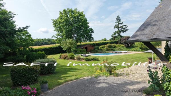 Propriété d’exception à 1 heure de PARIS : 335m2 habitables, 6/7 chambres, piscine, dépendances, parc de 7600m2 + projet d’aménagement sur encore 300m2.