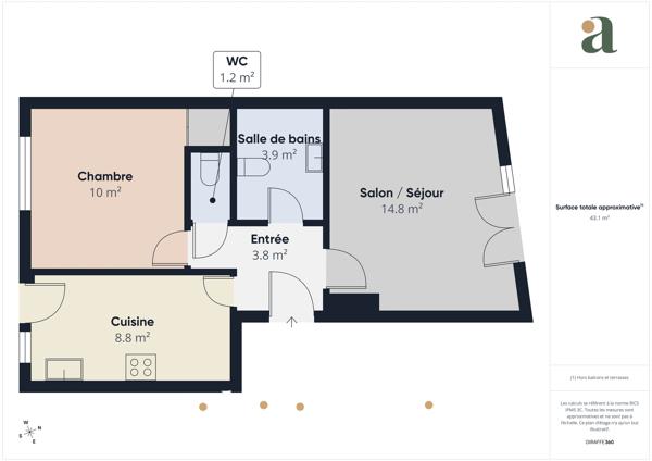 Appartement T2 lumineux avec terrasse et balcon Au cœur de Tours, quartier Salengro