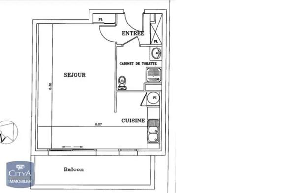 Appartement à louer 1 pièce 39.14m²