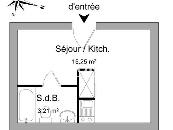 Location Studio 18.46 m² - 10 RUE DE L'ILE BAILLERON Vannes 56000