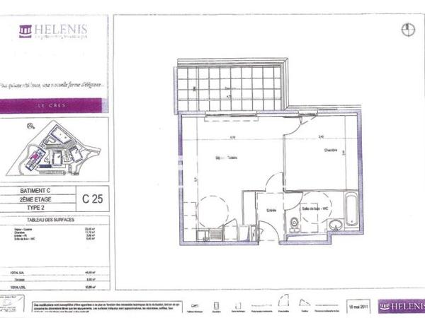Location Appartement 2 pièces 44.45 m² - 2 RUE LOUISE MICHEL Le Cres 34920